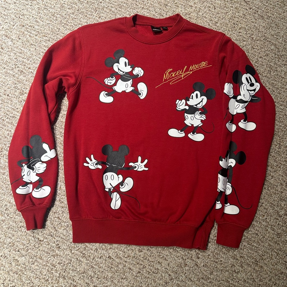 Disney Red Mickey Mouse Crewneck Sweatshirt